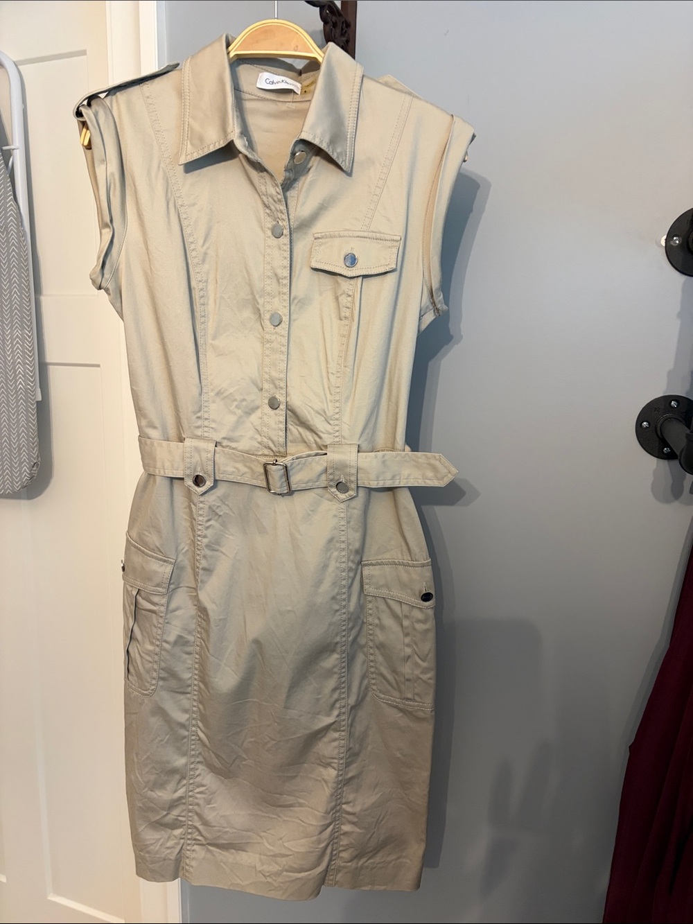 Calvin Klein Beige Utility Shirt Dress
